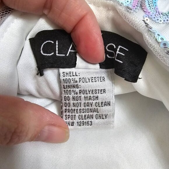 Clarisse NWT Iridescent White Sequin Mermaid Formal Ball Gown Sz 8 - Picture 12 of 16